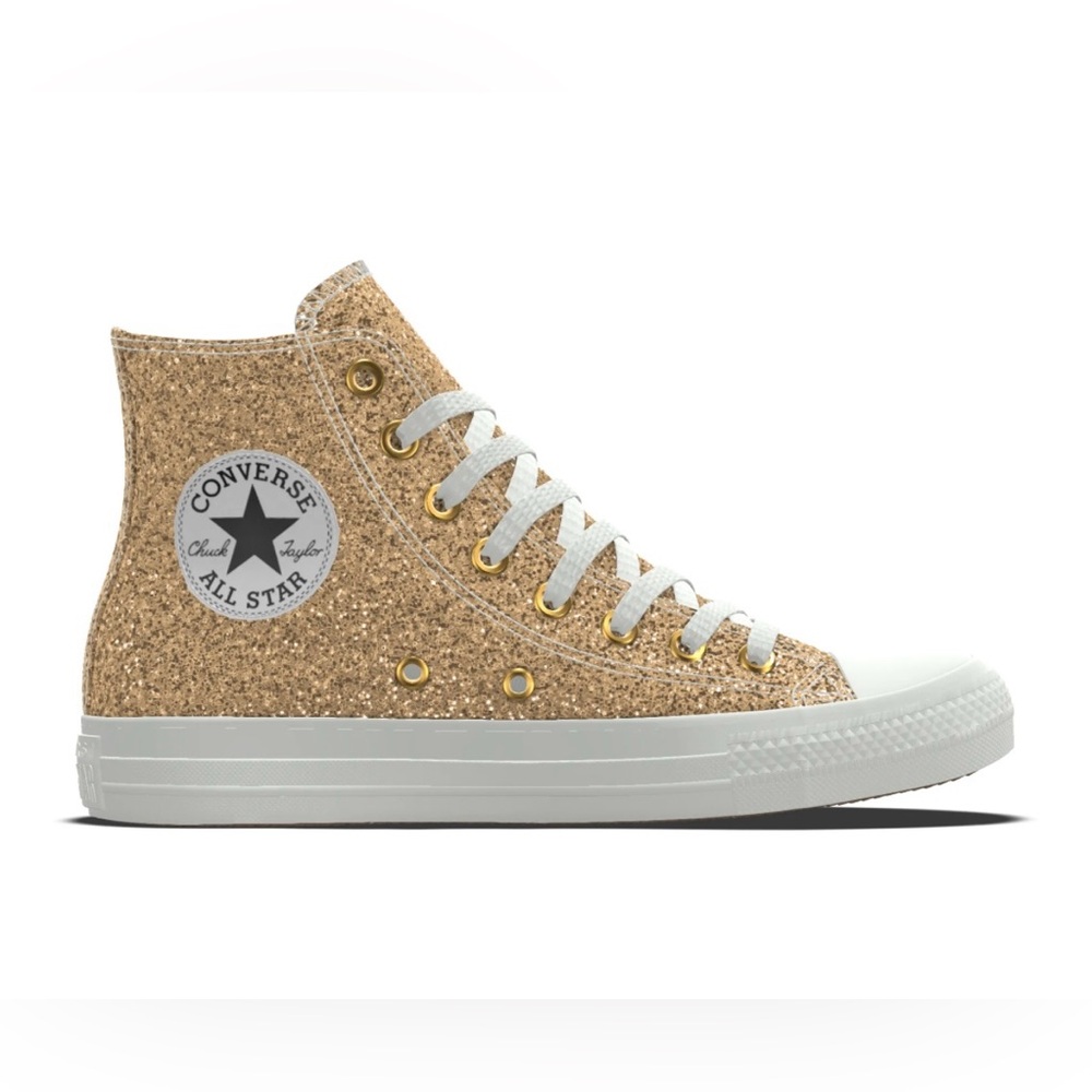NIB Brand New Converse Women's Gold Glitter High-Top Sneakers 8